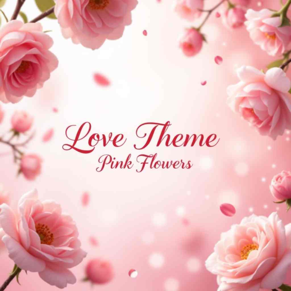 Love theme of pink flowers romantic background PSD